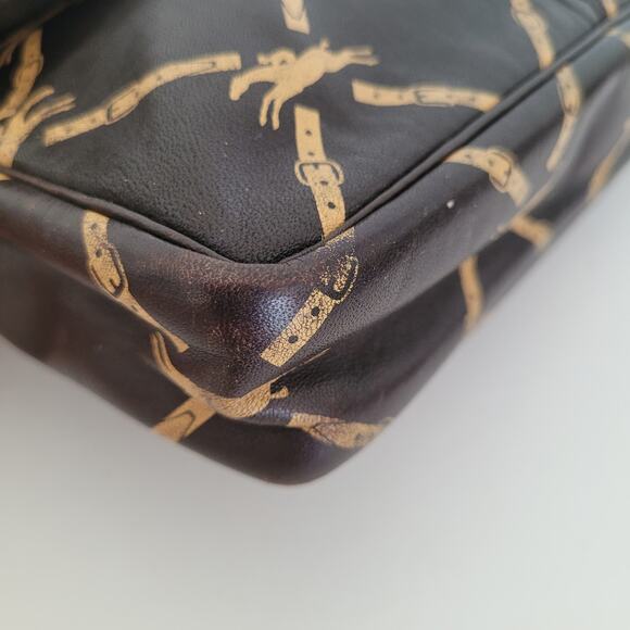 Longchamp Paris Signature Geniue Leather Clutch Brown Pouch Zip Around Bag - Picture 11 of 11